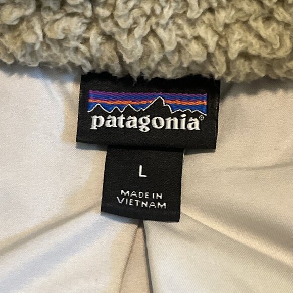 Women's Patagonia Los Gatos Vest SZ Large Tan Full Zip Sherpa Fleece Pockets - Picture 9 of 11